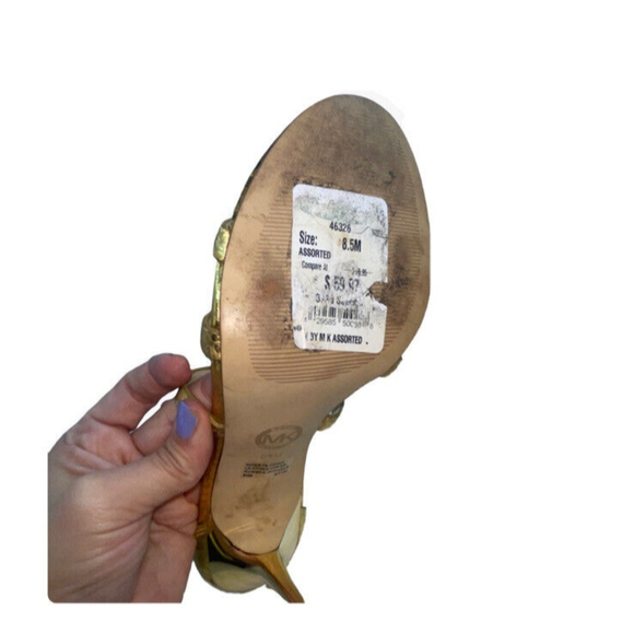 Michael Kors Heel Sandals Size 8.5 M, Gold Leather - Picture 6 of 6